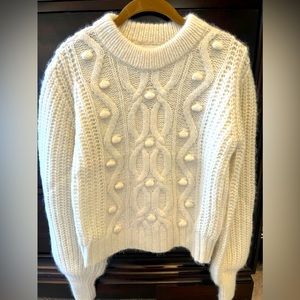 Eleven Six Cream Cable Knit Sweater